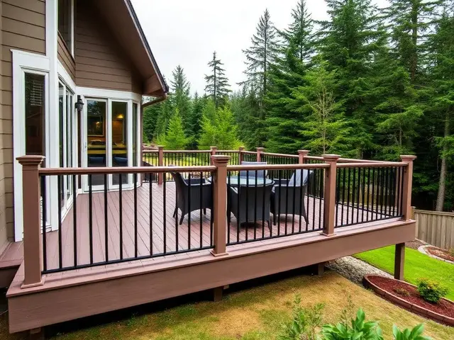 Composite deck with railing and forest views in North Bend OR – Premier Coastal Construction
