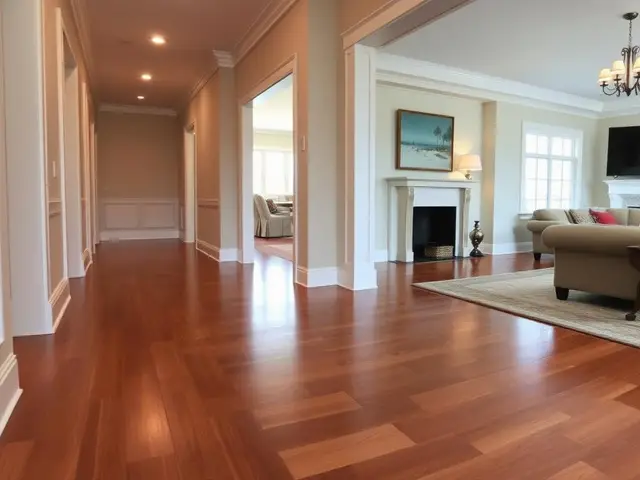 Refinished hardwood floors in living room and hallway in North Bend OR – Premier Coastal Construction