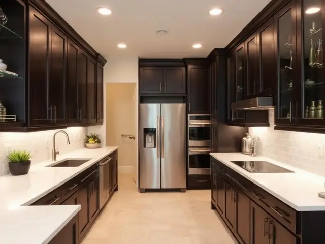 Espresso cabinet kitchen renovation with glass tile backsplash in North Bend OR – Premier Coastal Construction