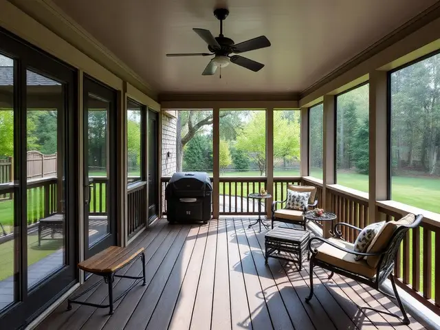 Screened-in porch addition with composite decking in North Bend OR – Premier Coastal Construction